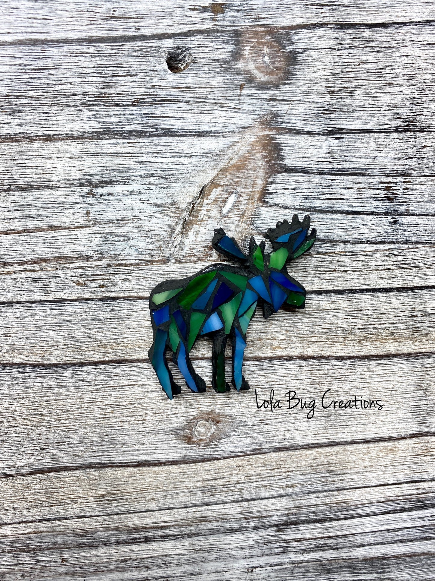 Mini Colorful Moose -Glass Mosaic Magnet