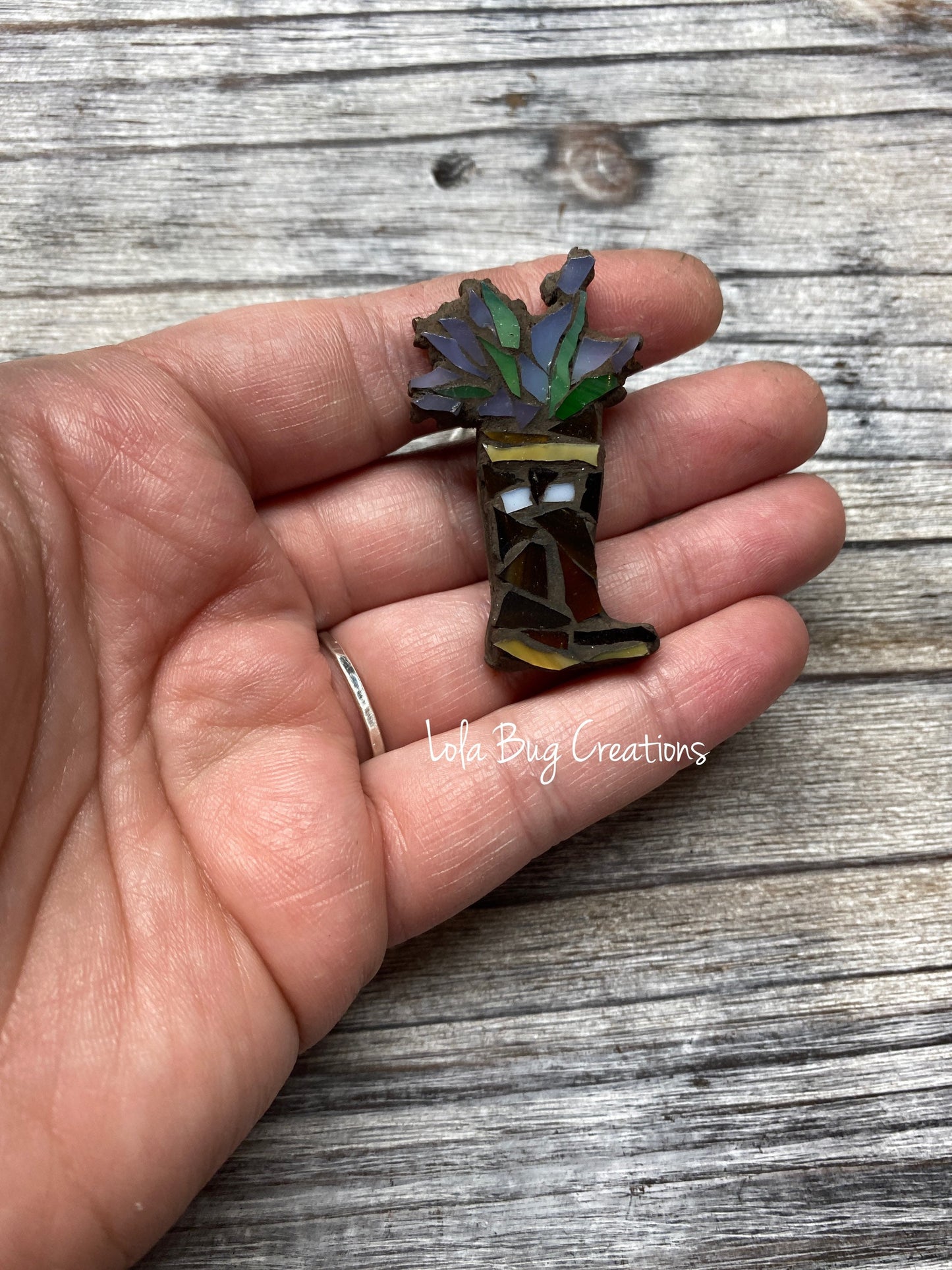 Mini Xtra Tuf Boots with flowers - Glass Mosaic Magnet