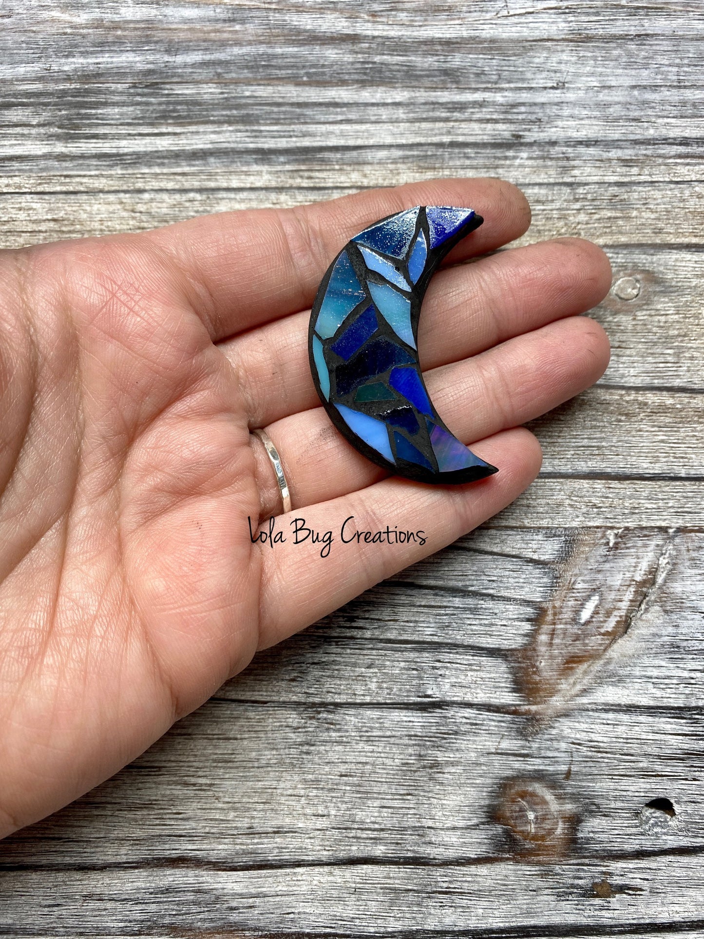 Mini Sun or Moon -Glass Mosaic Magnet