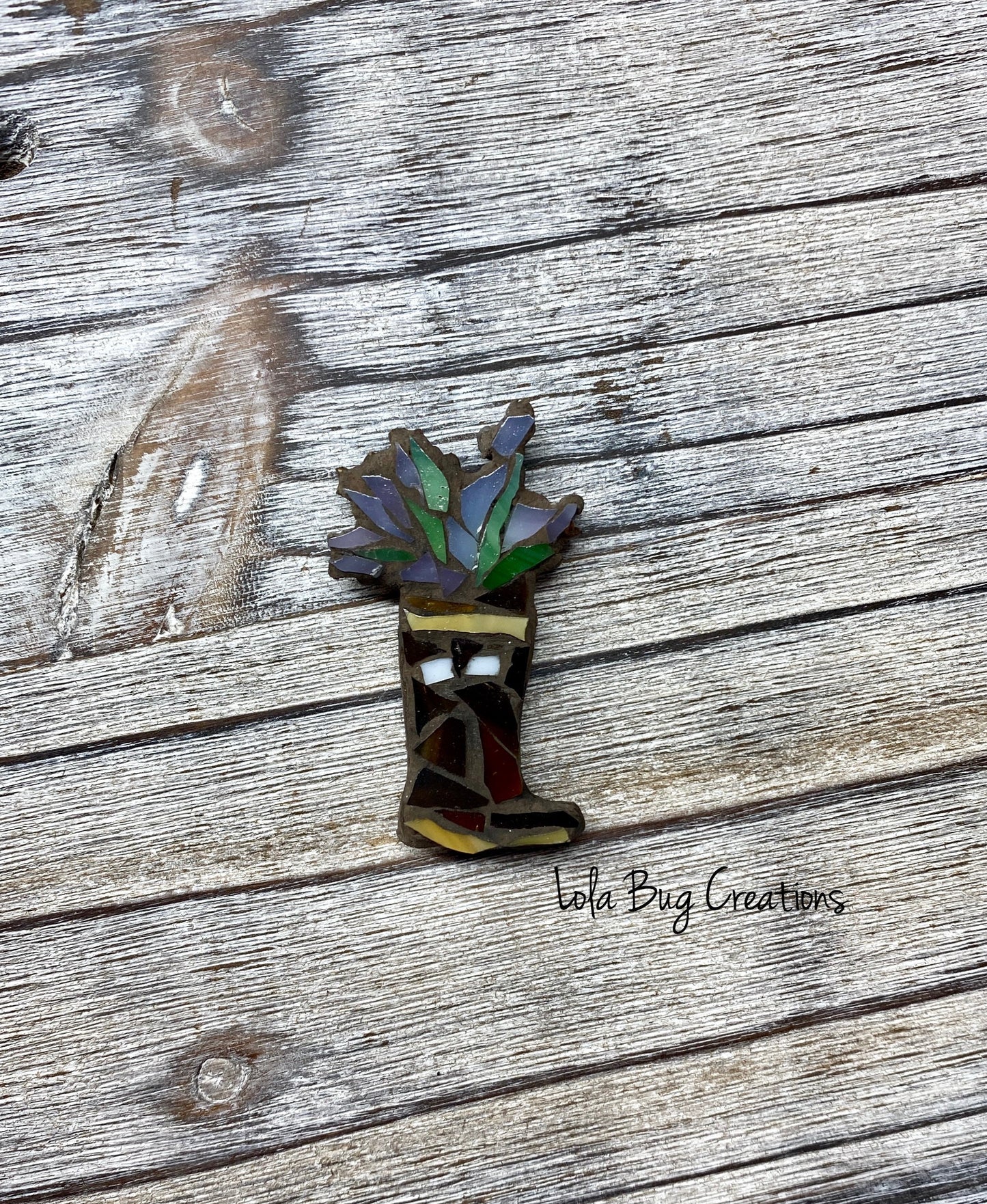 Mini Xtra Tuf Boots with flowers - Glass Mosaic Magnet