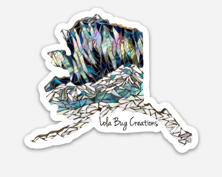 Alaska Mountains and Northern Lights Vinyl Sticker