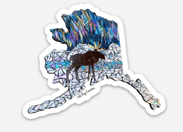 Northern Lights Moose Alaska Vinyl sticker