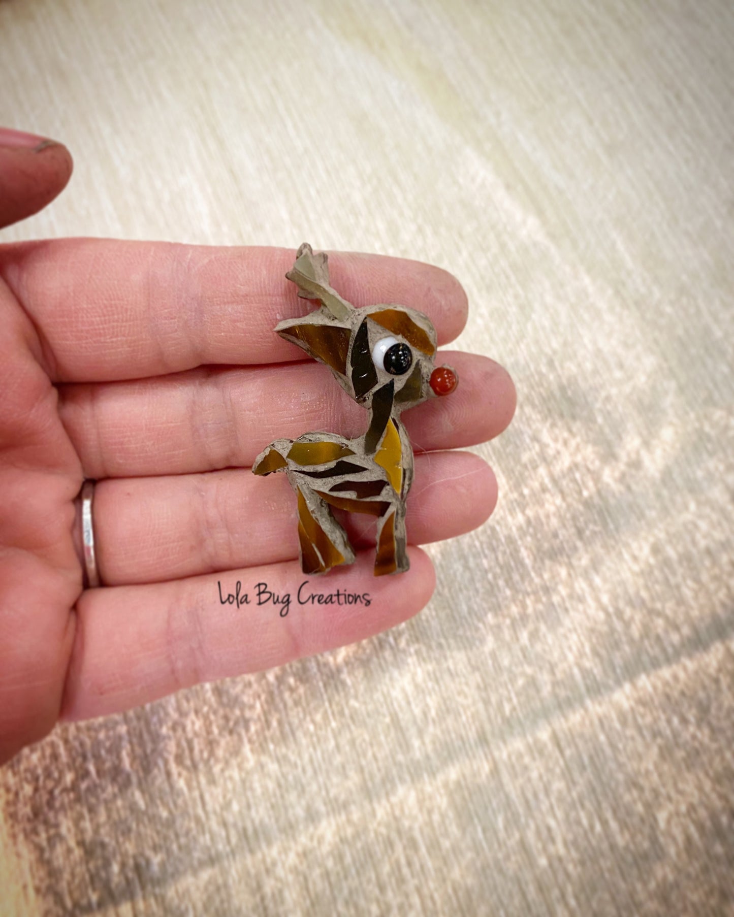 Mini Baby Rudolph -Glass Mosaic Magnet