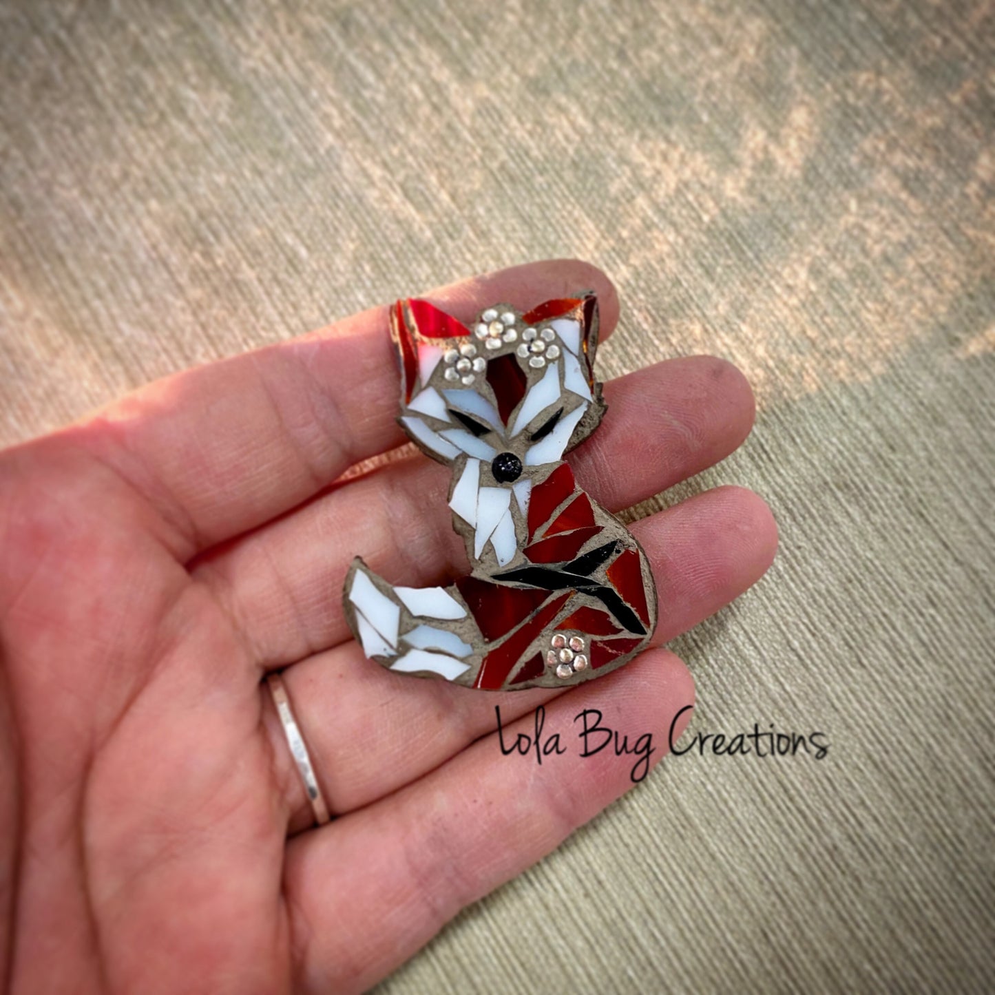 Mini Fox with flower crown -Glass Mosaic Magnet