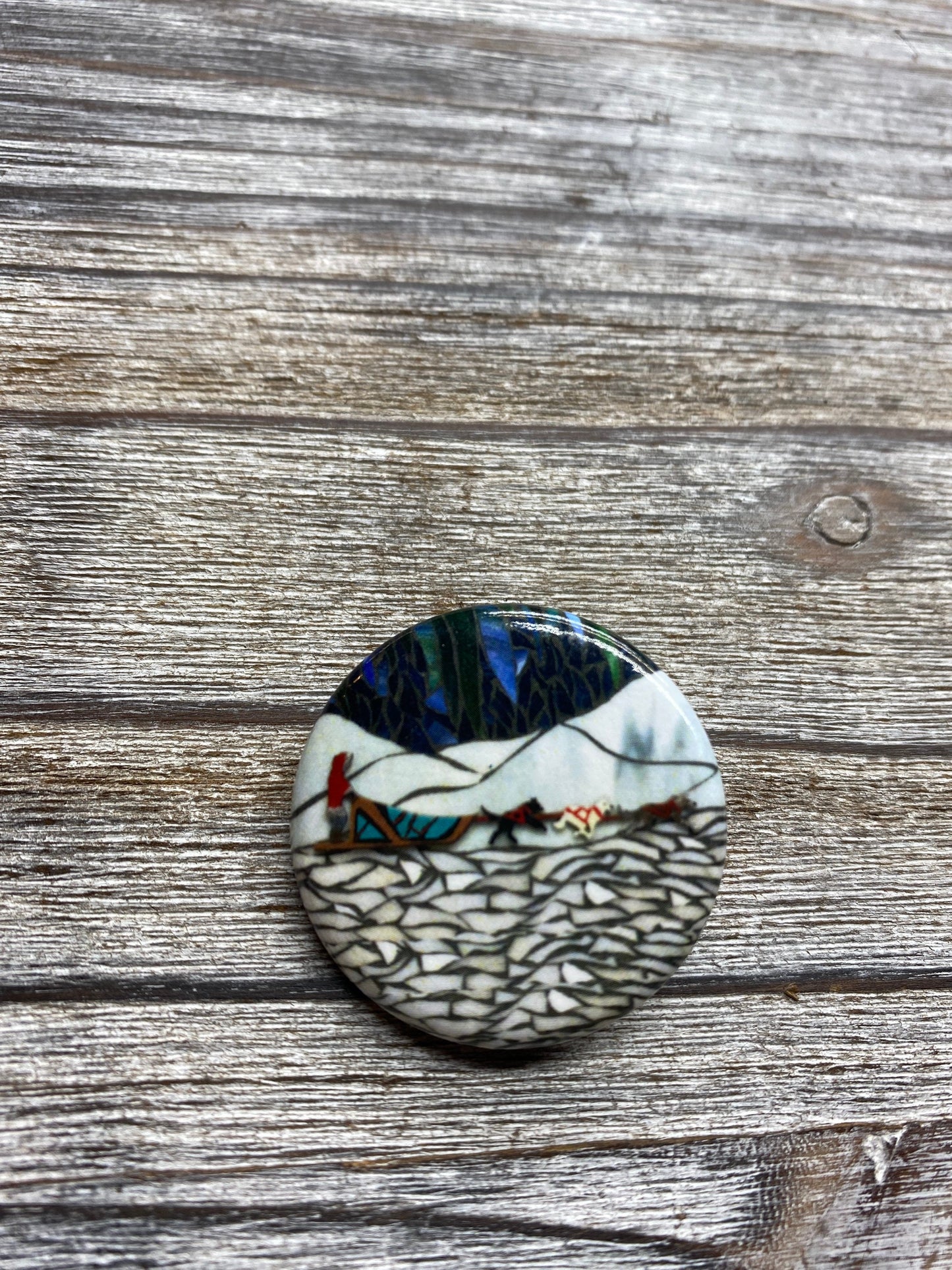 Dog Mushing Under Northern Lights Pin