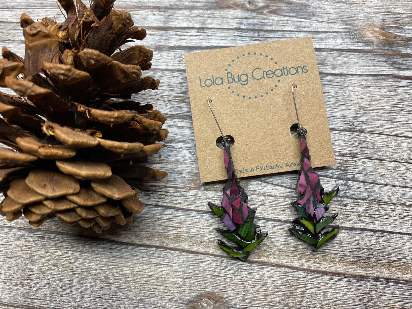 Glass Mosaic and resin Fireweed Earrings