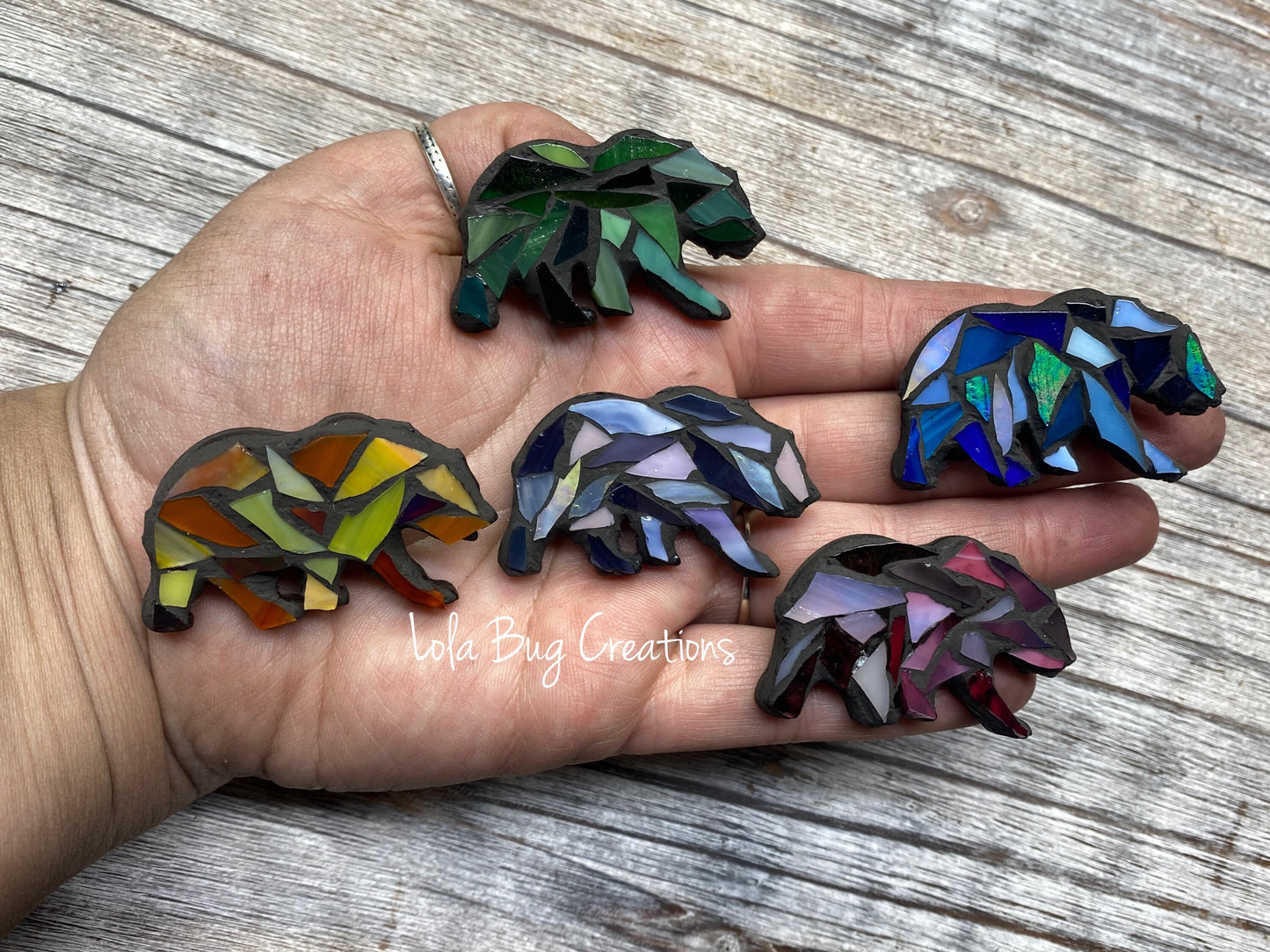 Mini multi color bear -Glass Mosaic Magnet