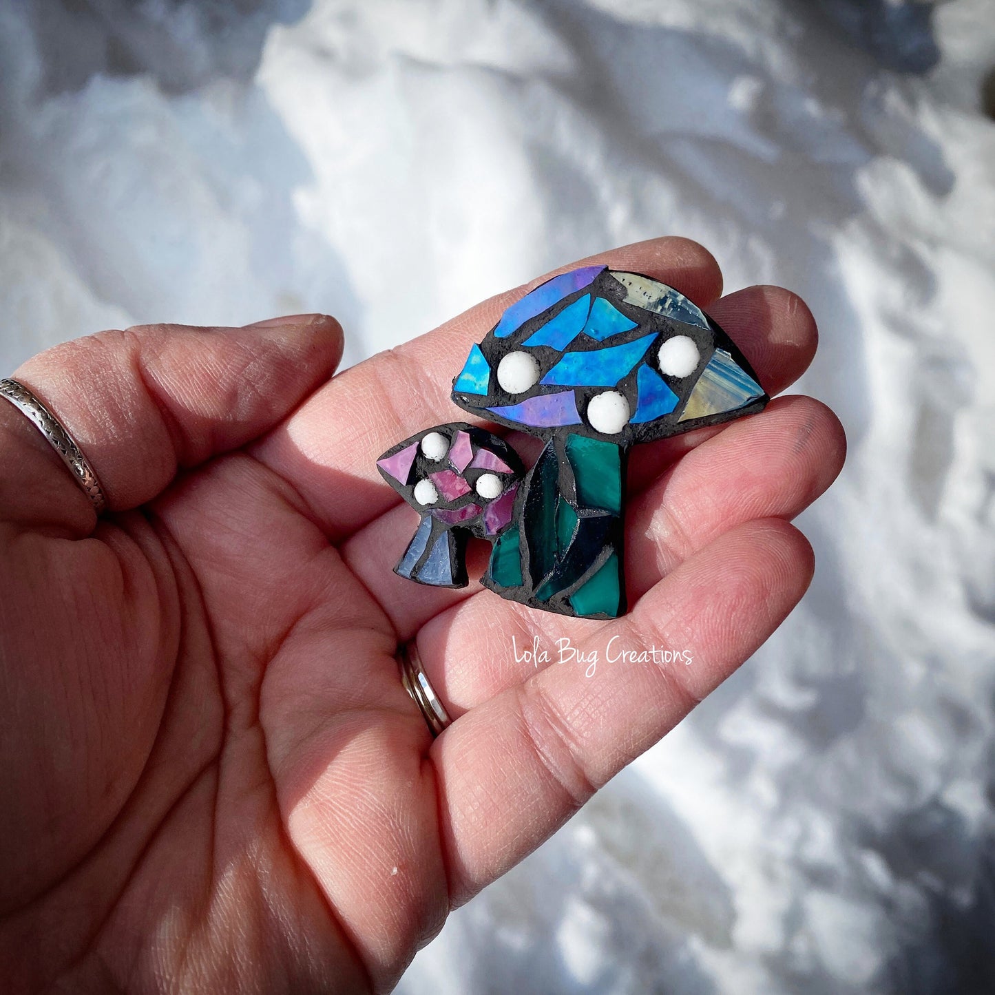 Mini Mushrooms - Glass Mosaic Magnet