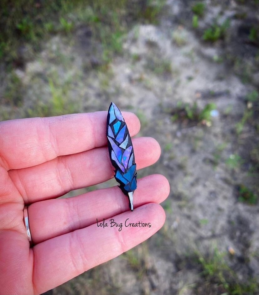 Mini feather -Glass Mosaic Magnet