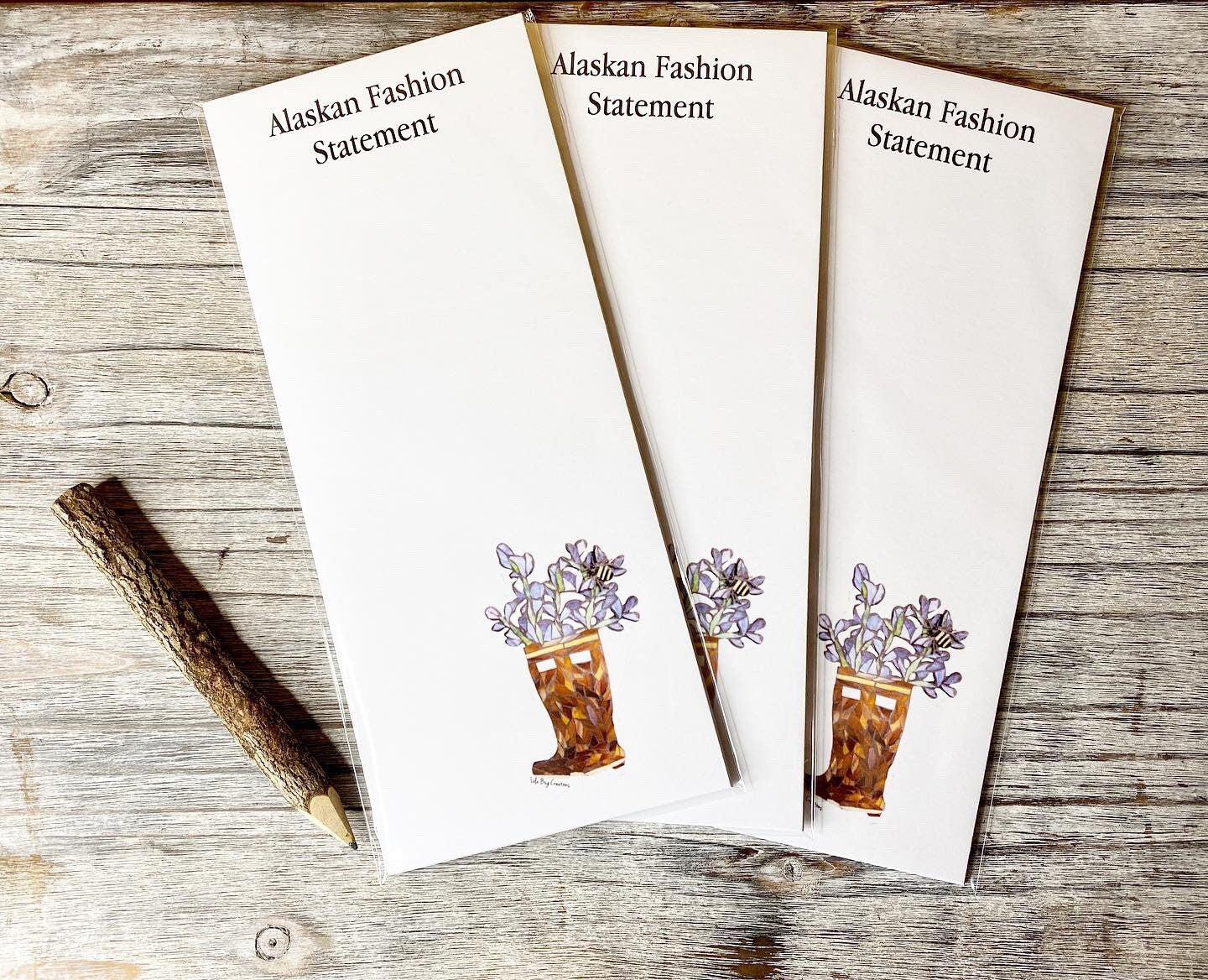 Adorable “Alaska Fashion Statement” Xtra Tuf with flowers Notepad