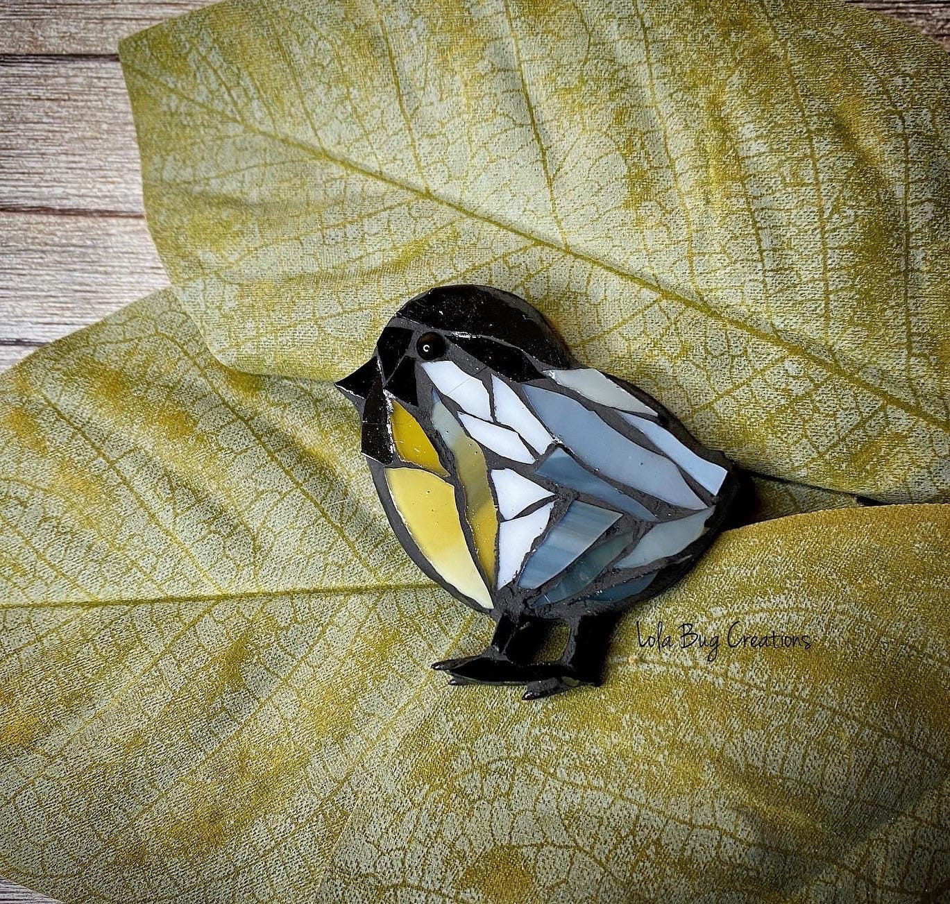 Mini Baby Chickadee -Glass Mosaic Magnet