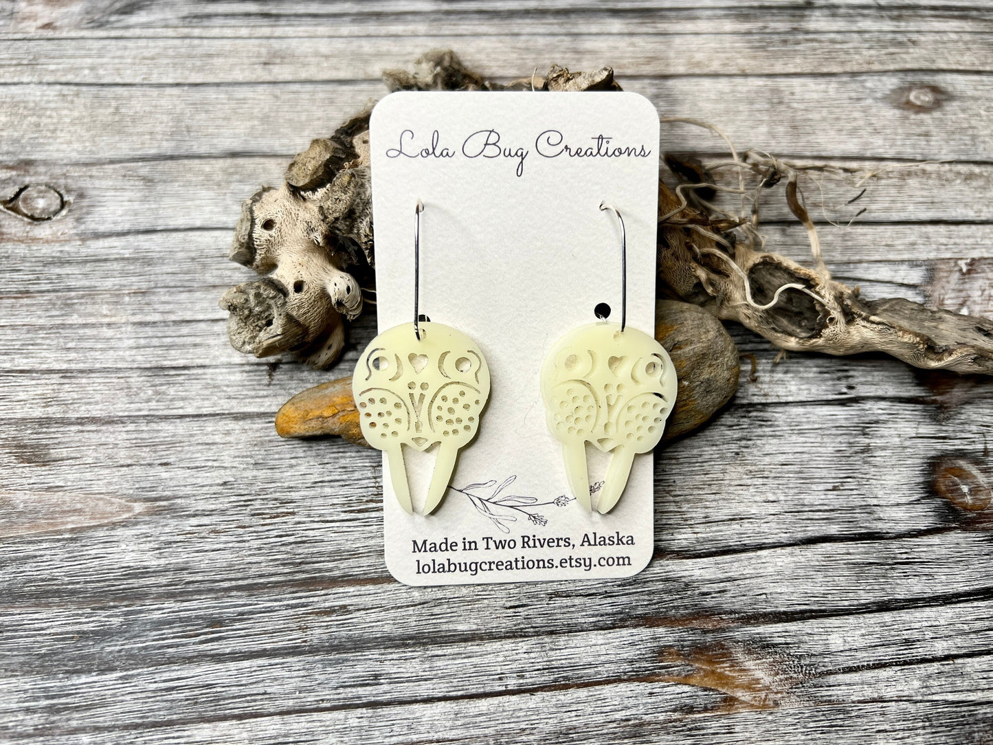 Walrus earrings with sterling silver ear wires