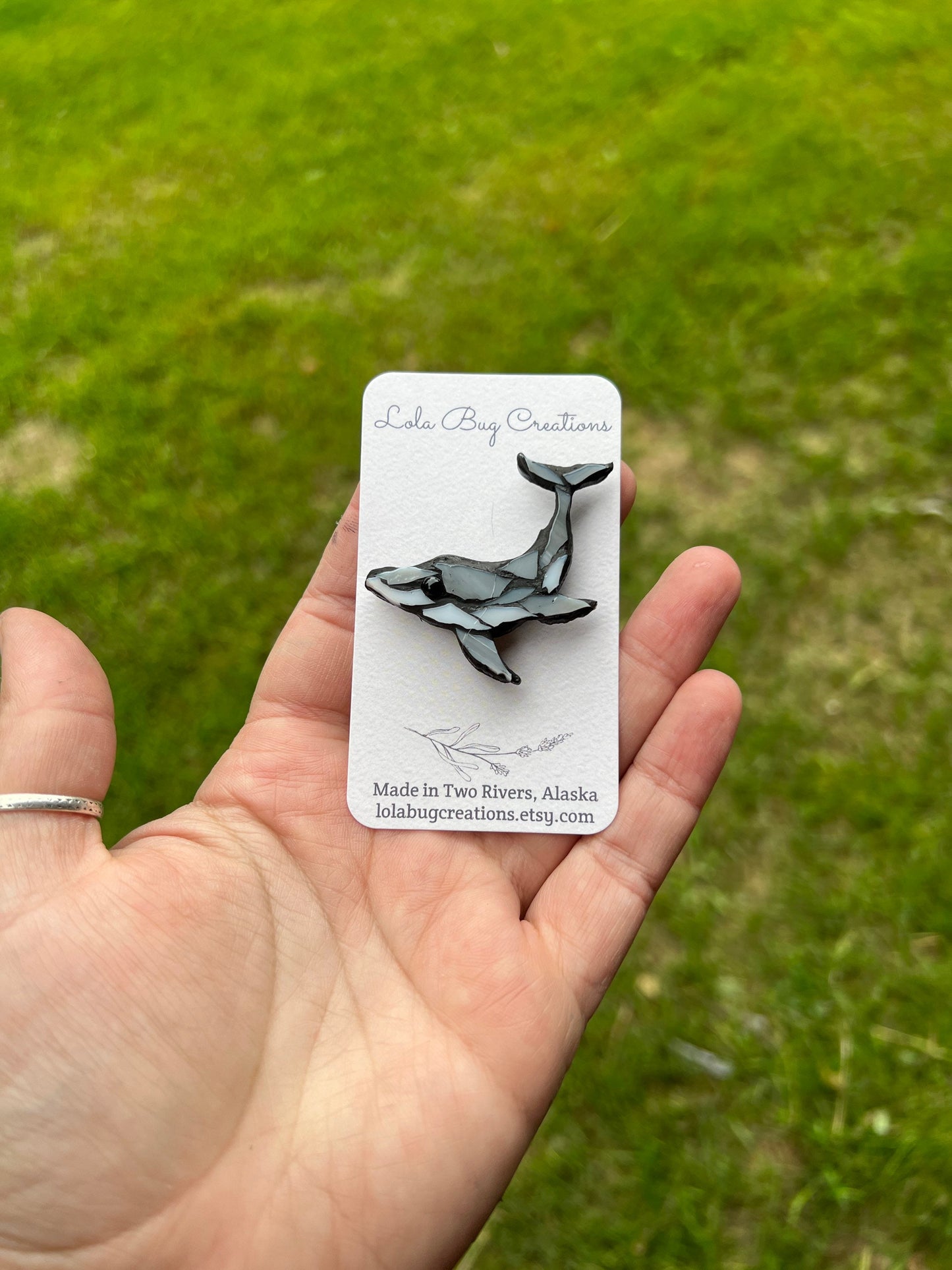 Mini Humpback Whale -Glass Mosaic Magnet