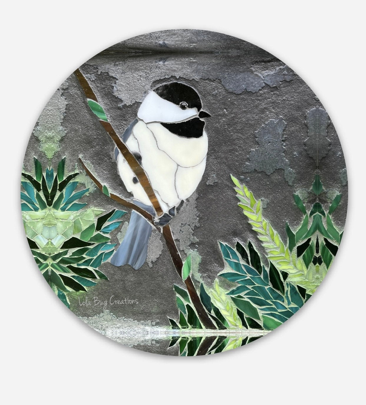 Round Chickadee vinyl sticker