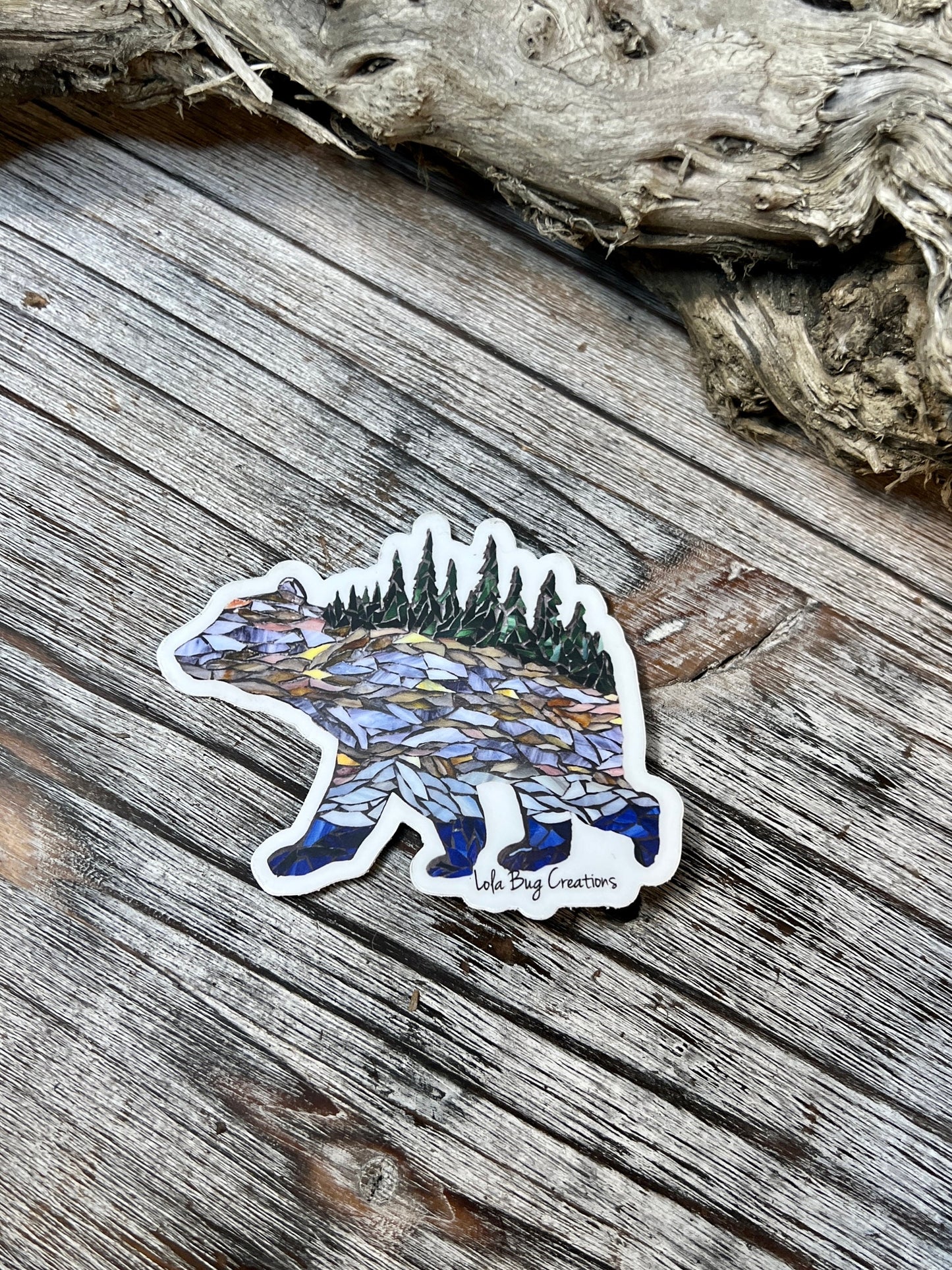 Bear Sky and Trees Vinyl Sticker
