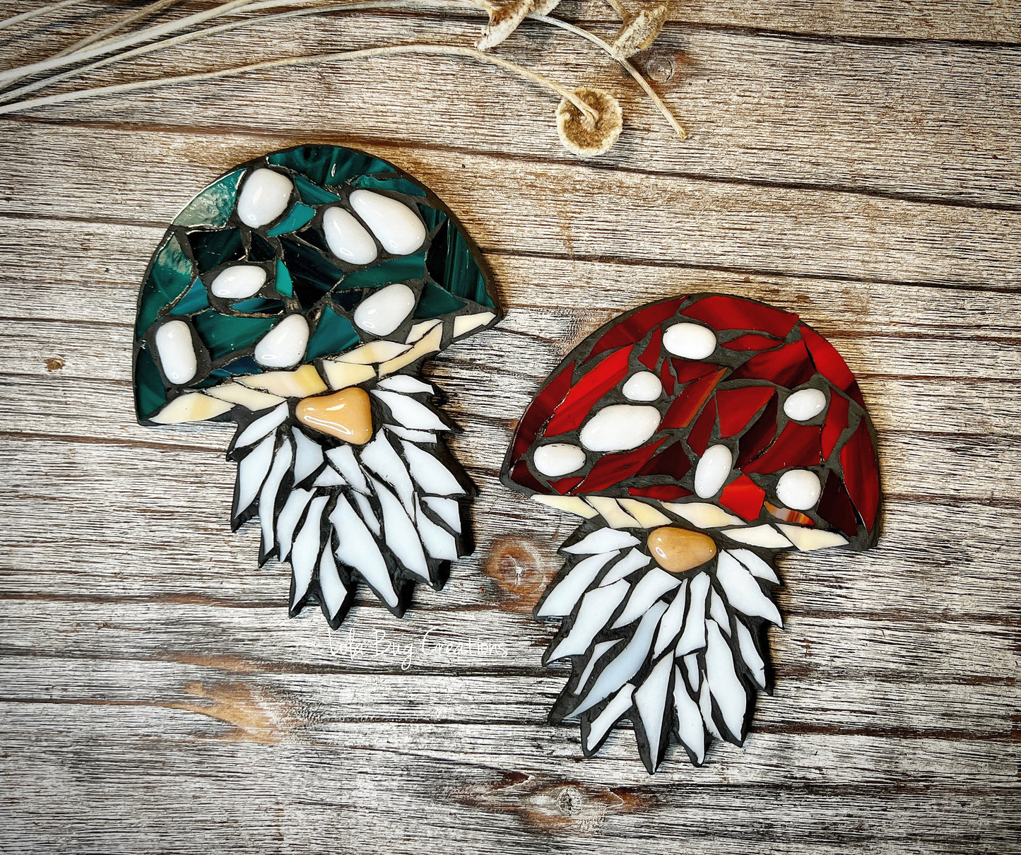 Gnome Mushroom Cap Head glass mosaic
