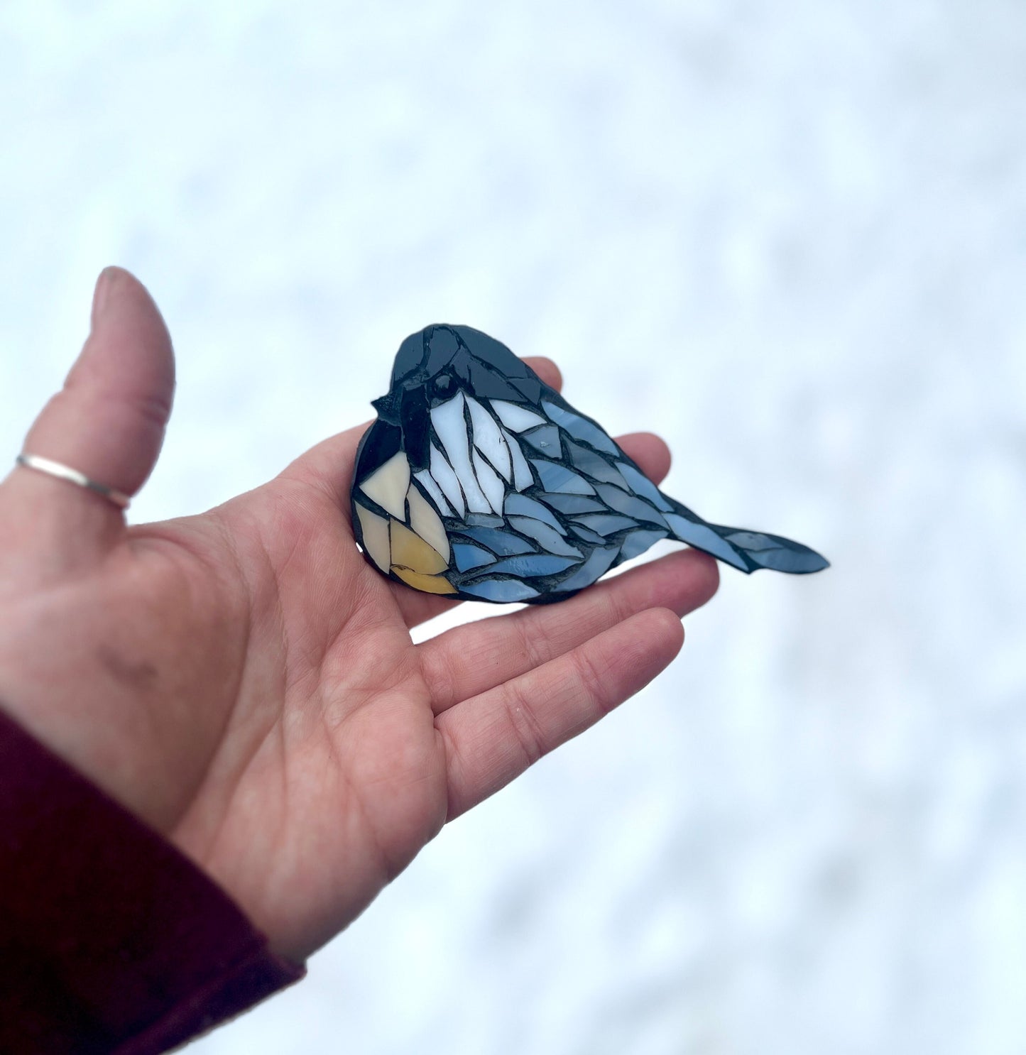 Chickadee Bird Magnet/ Hanging Glass Mosaic Kit - DIY- Do it yourself- Make it yourself