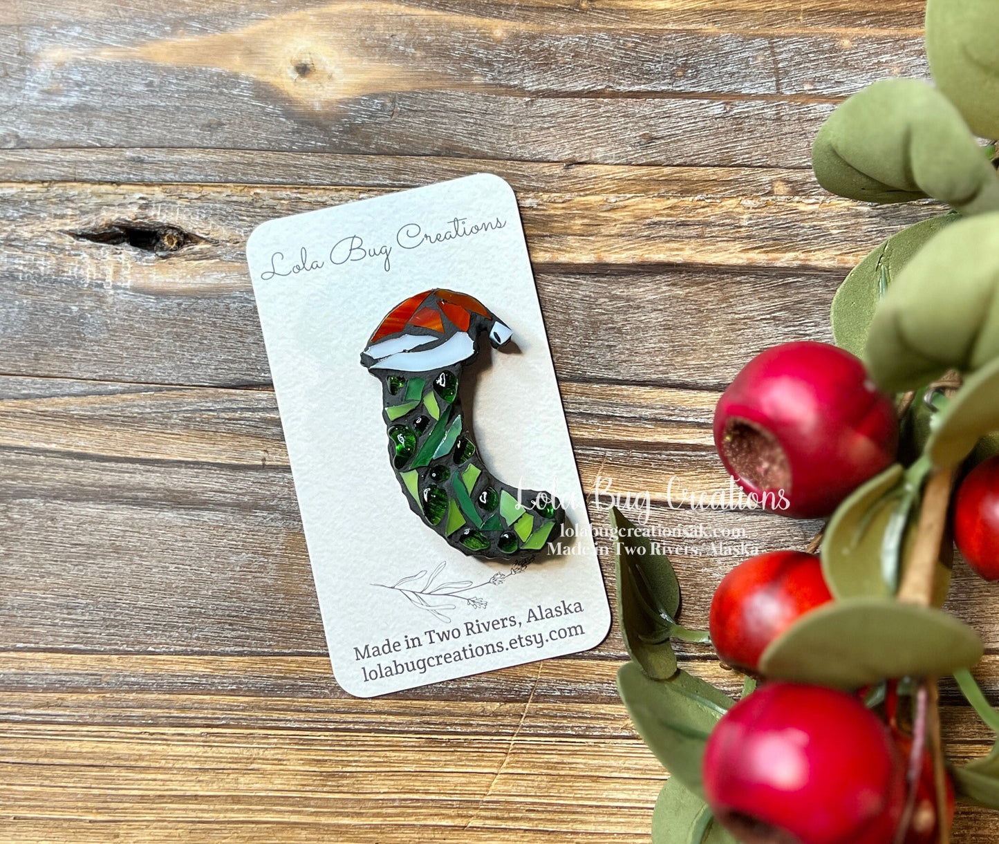 Mini Holiday Pickle Mosaic Glass Magnet