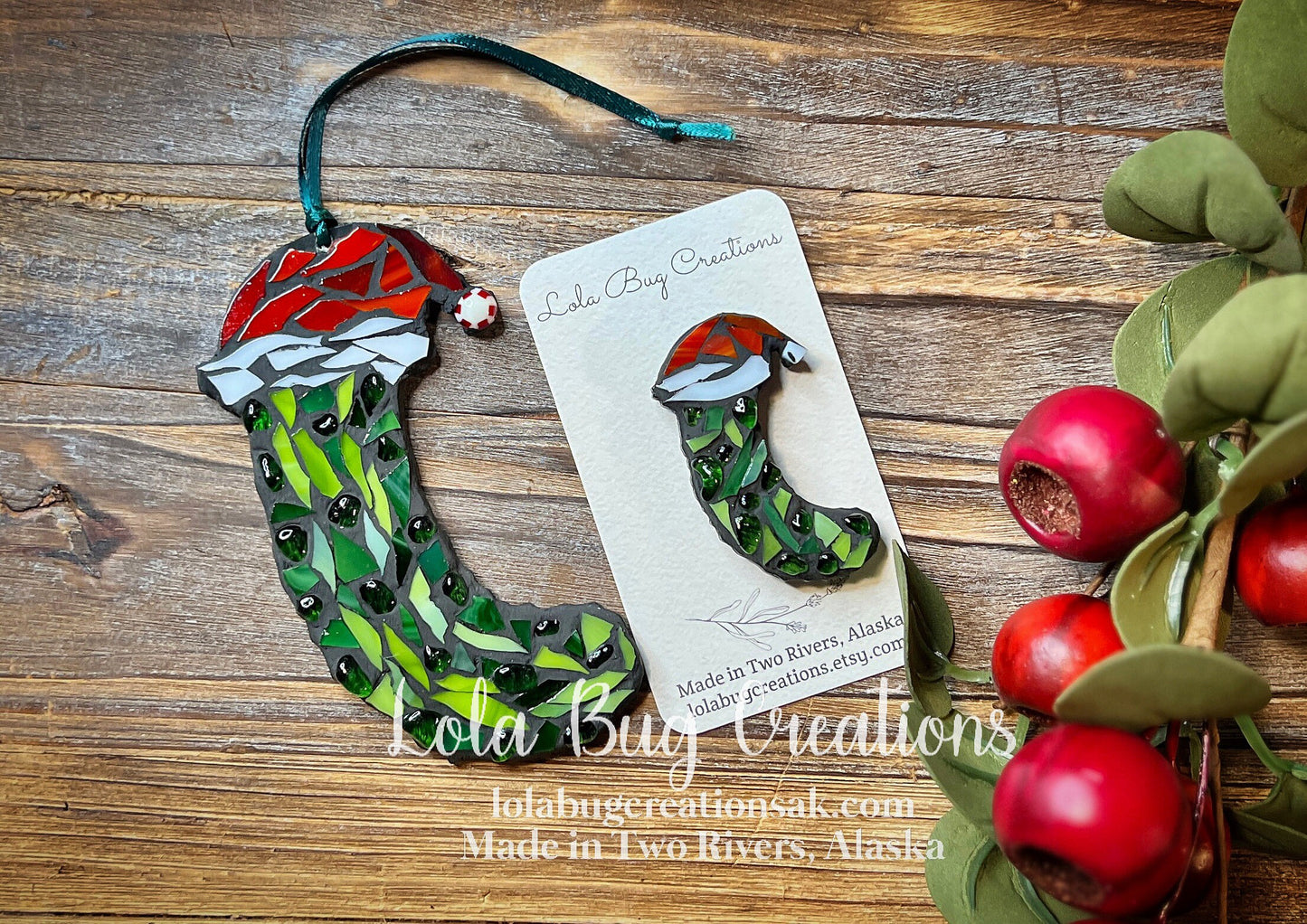 Mini Holiday Pickle Mosaic Glass Magnet