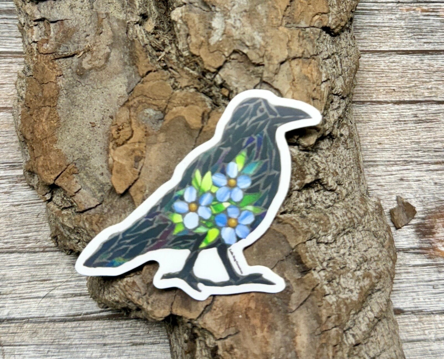 MINI Forget me not Raven/ crow Vinyl Sticker
