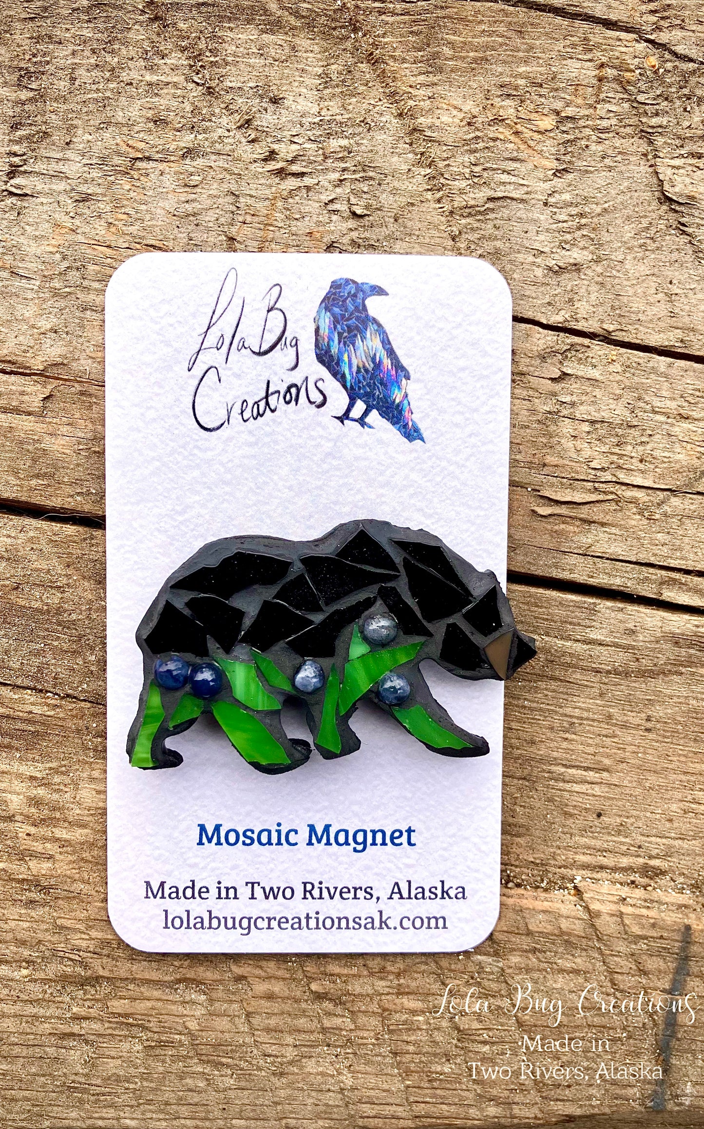 Mini Blueberry bear  -Glass Mosaic Magnet