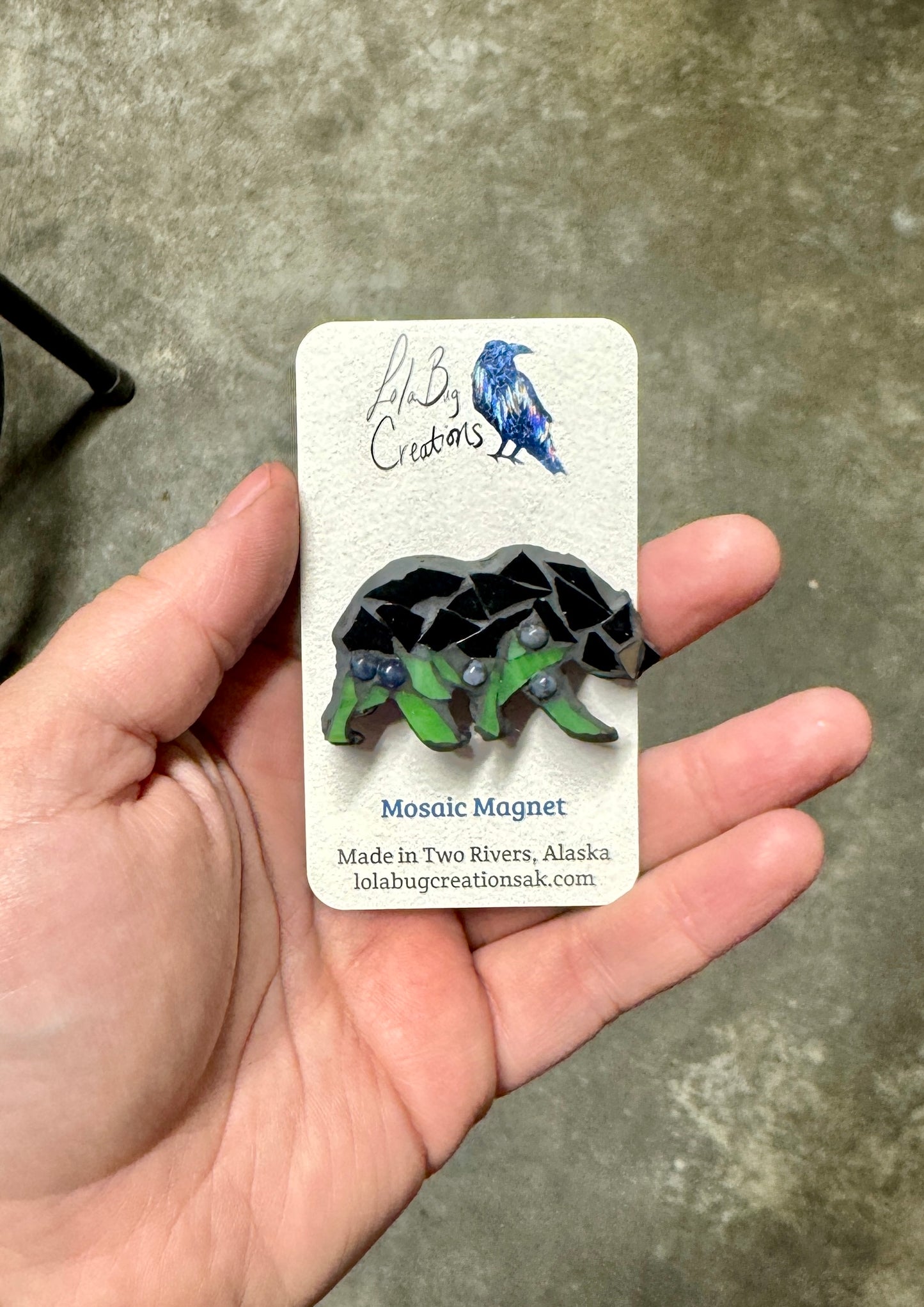 Mini Blueberry bear  -Glass Mosaic Magnet