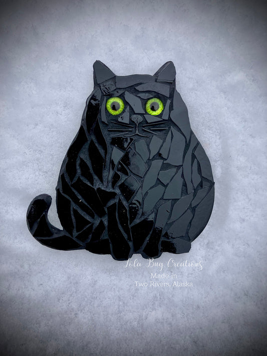 Black cat glass mosaic