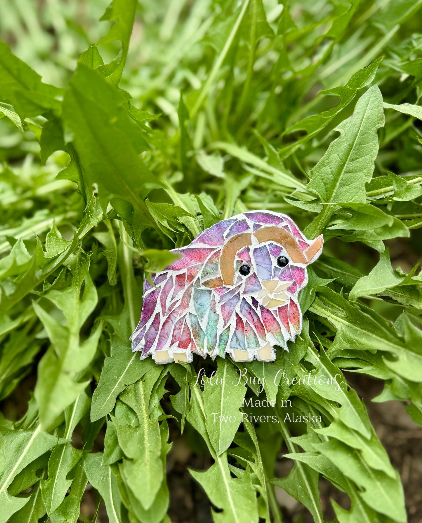 Colorful Walking Muskox glass mosaic