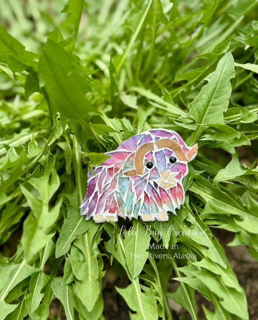 Colorful Walking Muskox glass mosaic