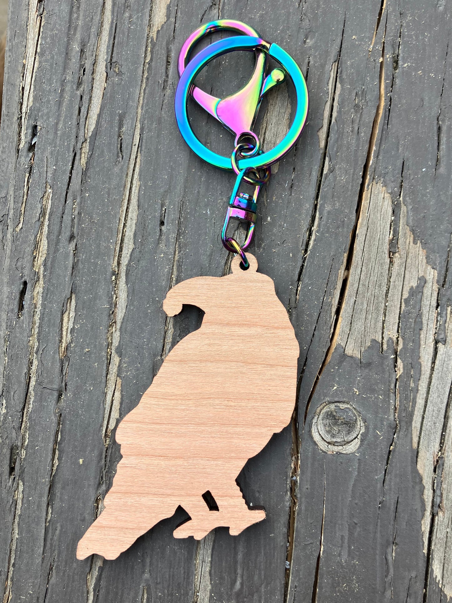 Studious Raven Wood Keychain