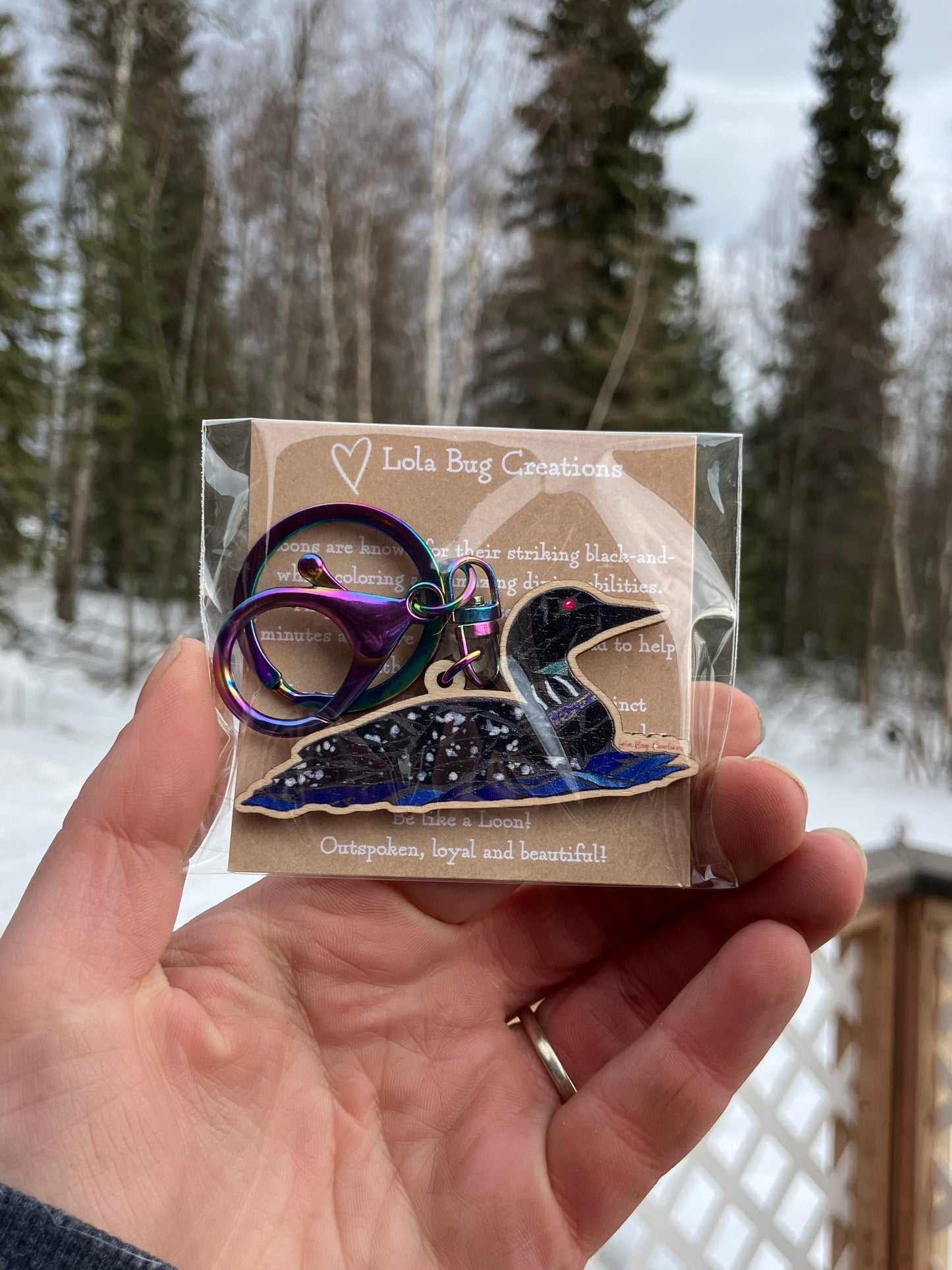Loon Wood Keychain