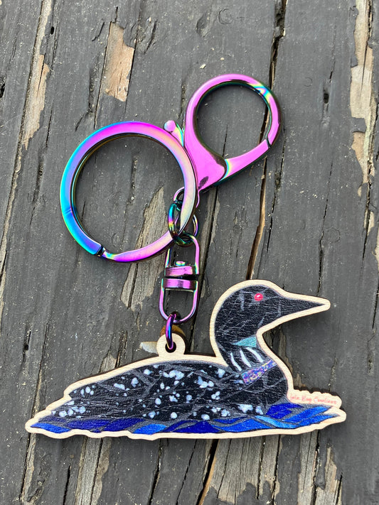 Loon Wood Keychain