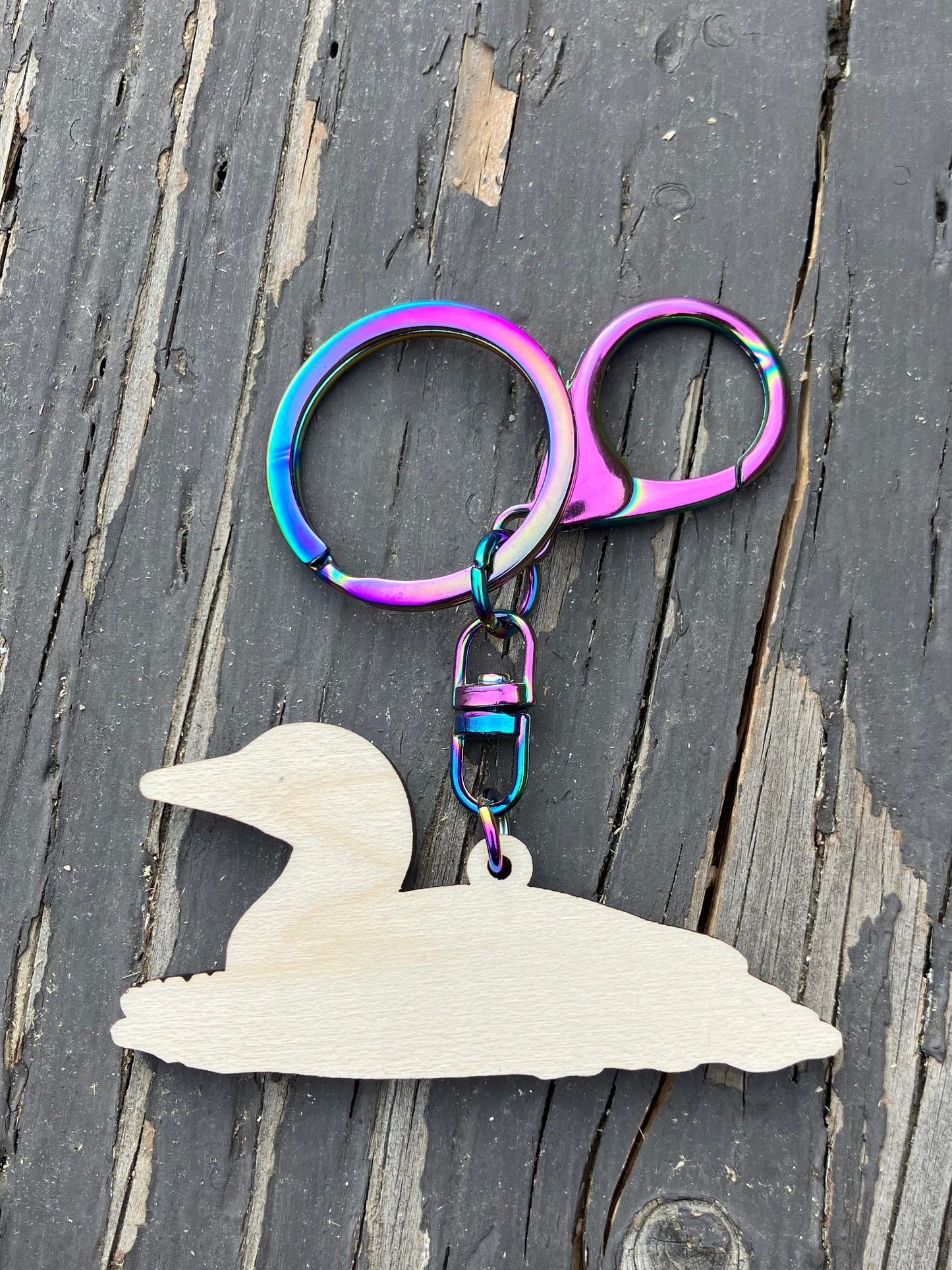 Loon Wood Keychain