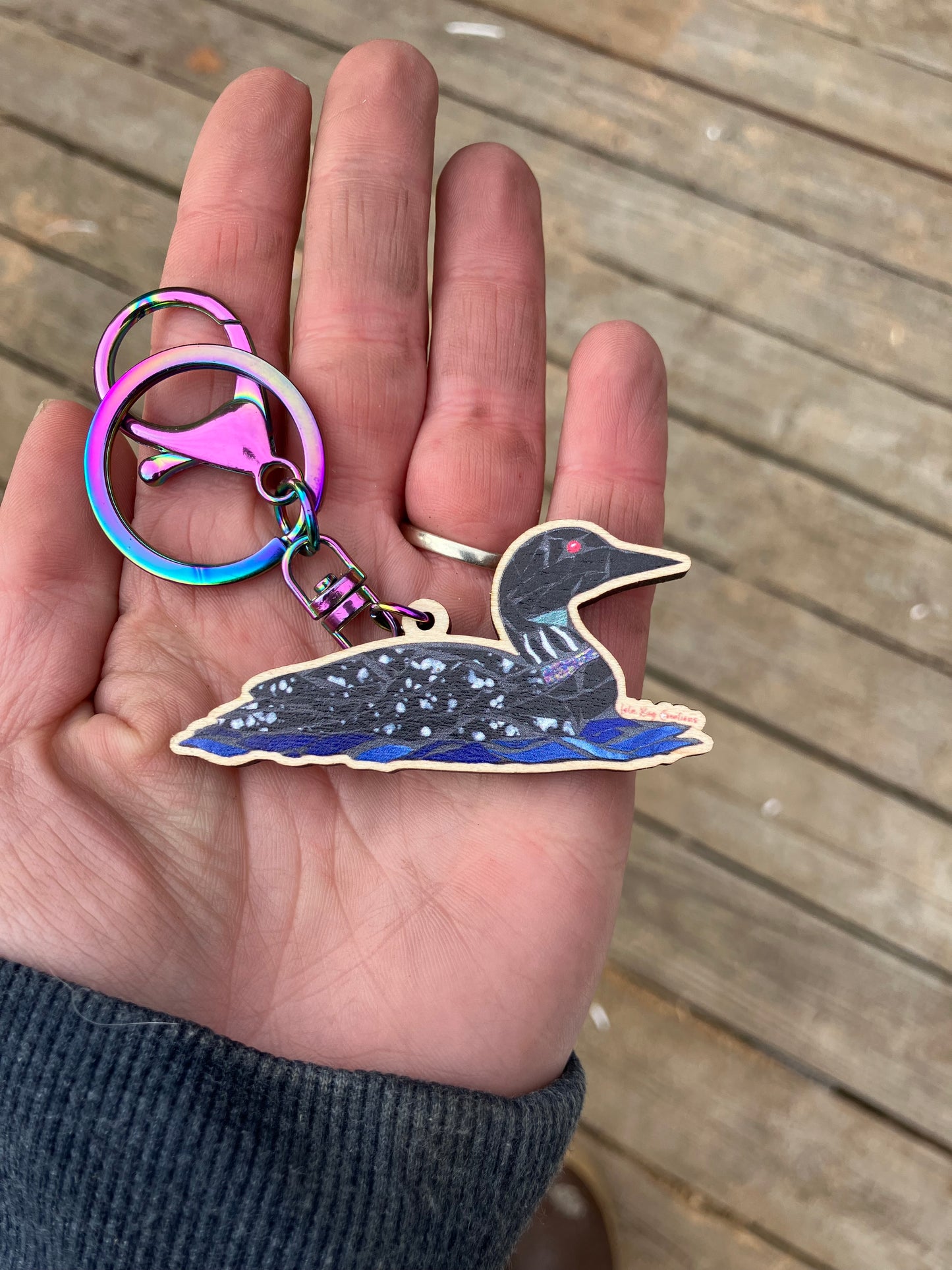 Loon Wood Keychain