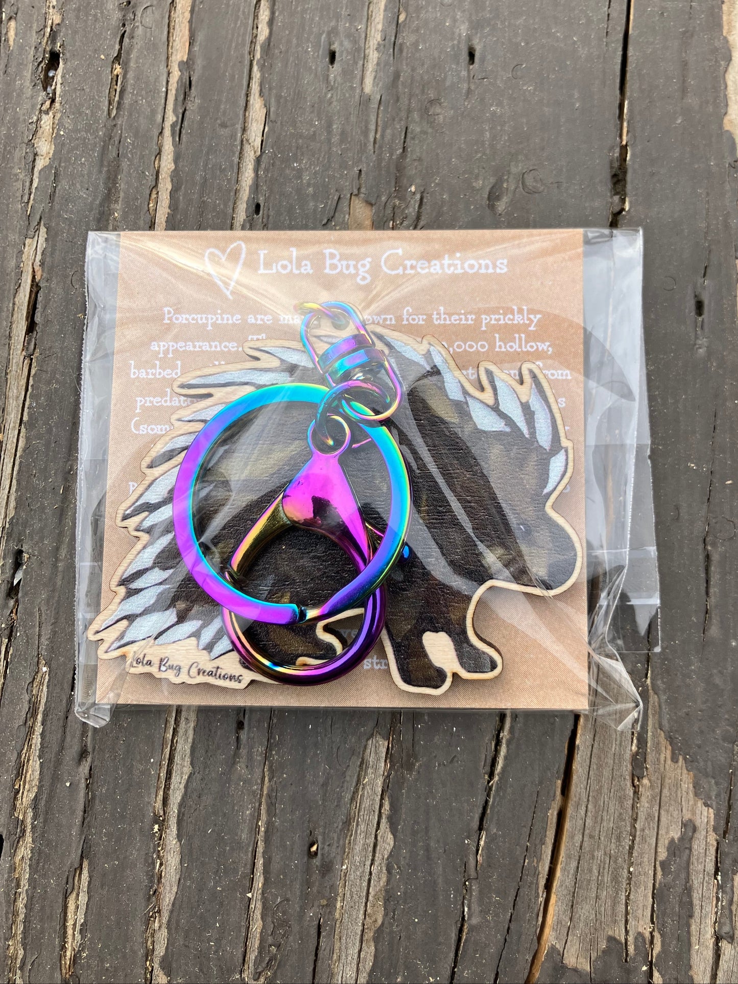 Porcupine Wood Keychain