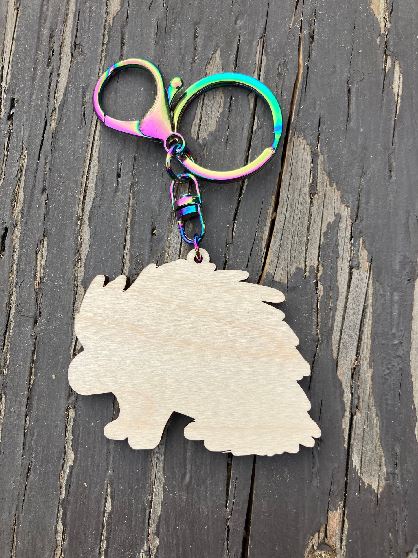 Porcupine Wood Keychain