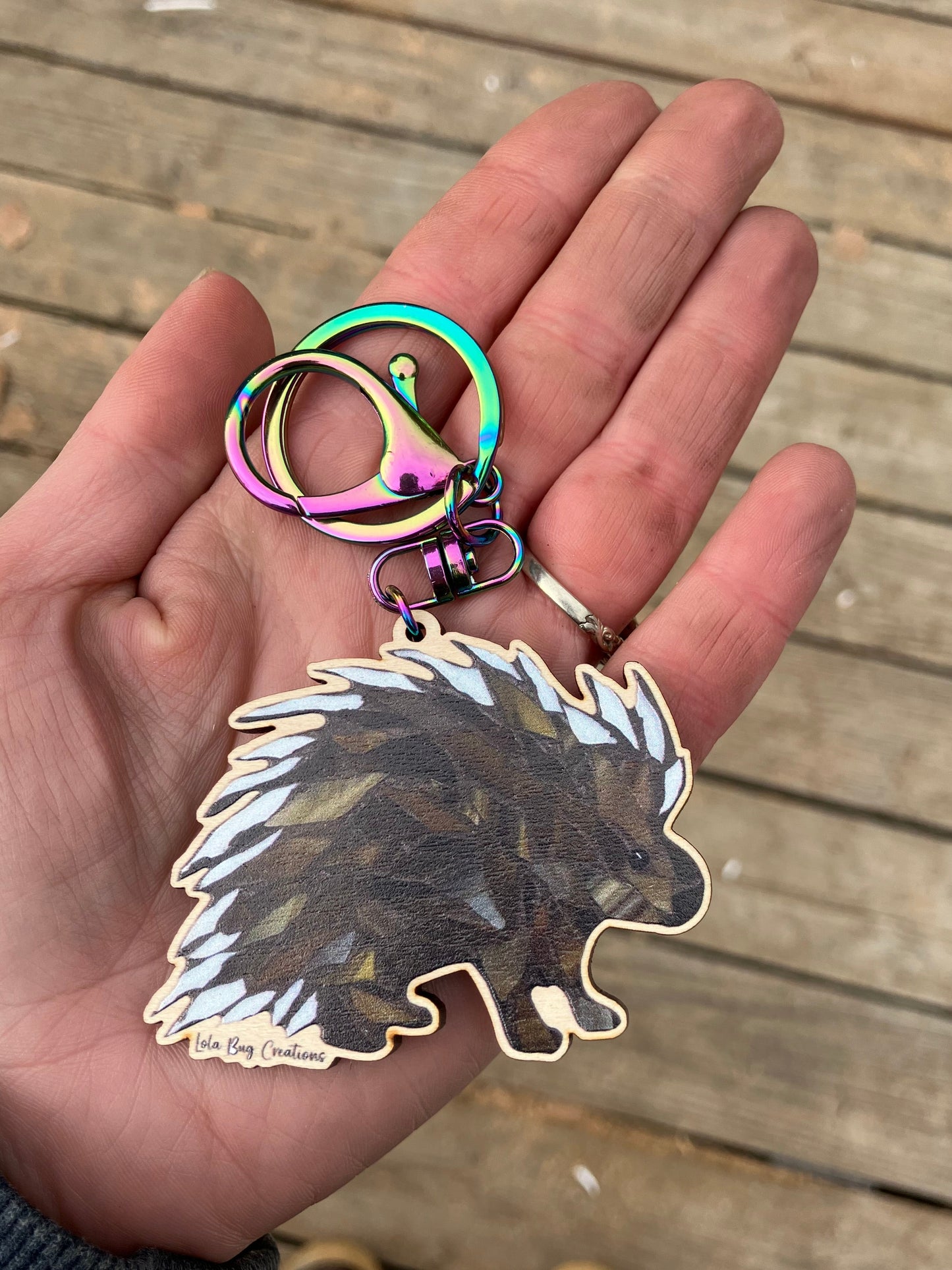 Porcupine Wood Keychain
