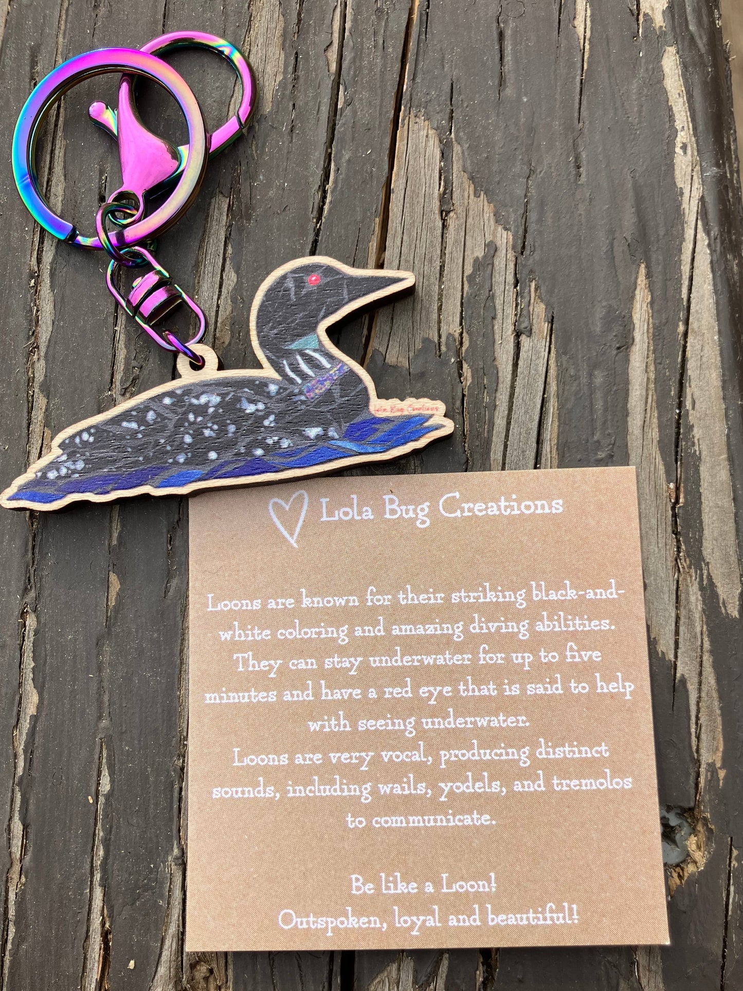 Loon Wood Keychain