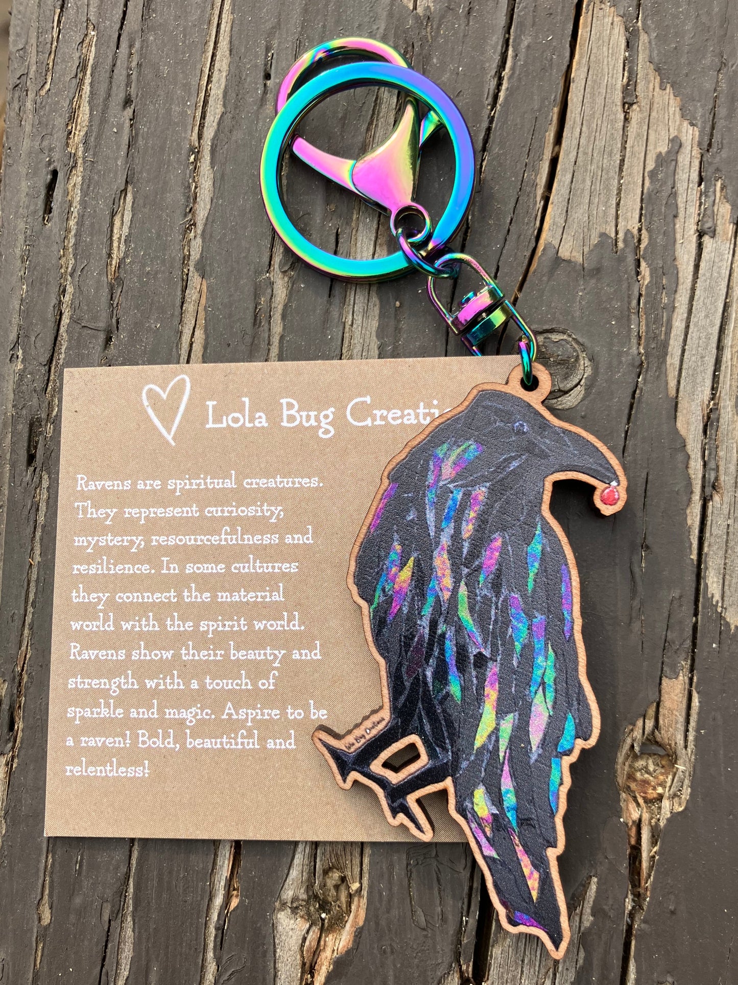 Studious Raven Wood Keychain