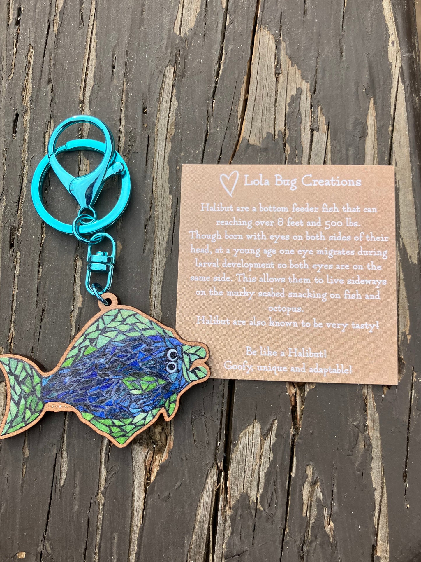 Halibut Wood Keychain
