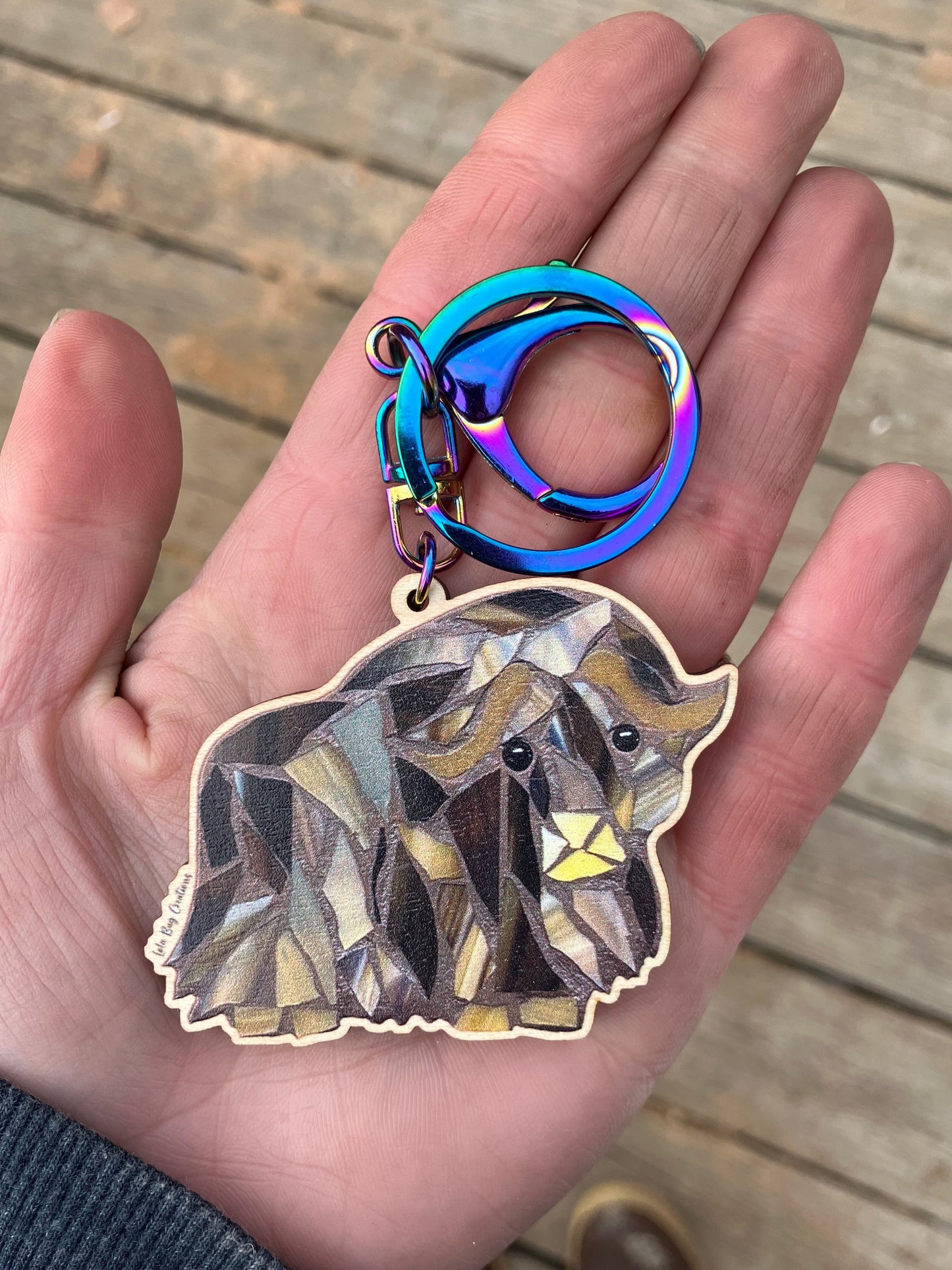 Musk Ox Wood Keychain
