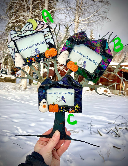 Spooky Mosaic Photo Frame Magnets