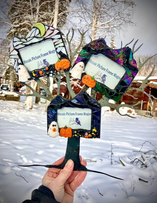 Spooky Mosaic Photo Frame Magnets