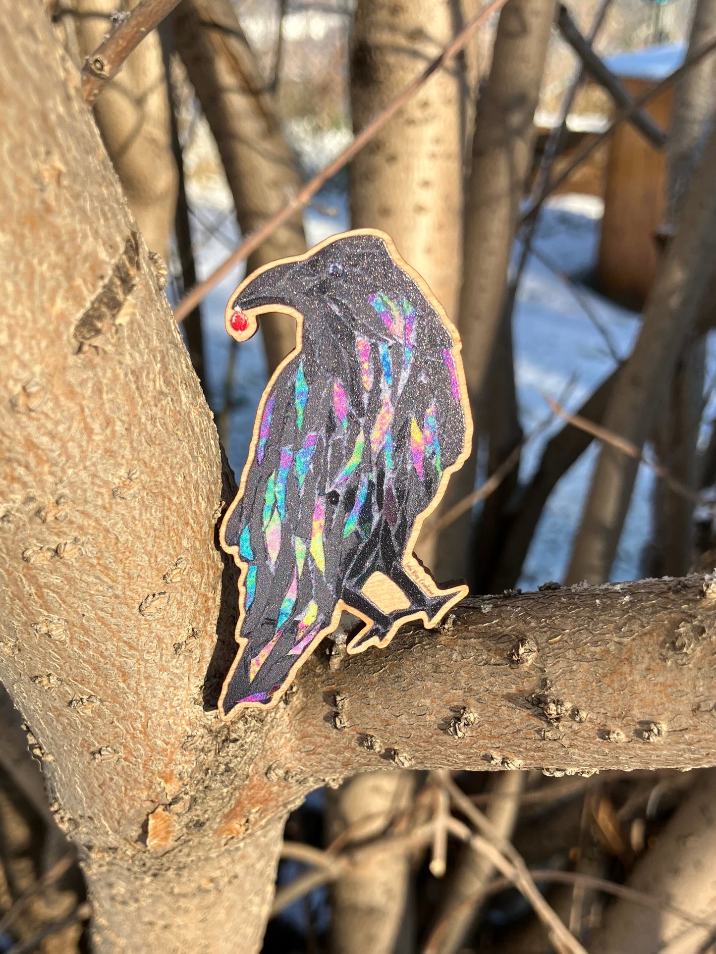 Studious Raven Wood Magnet