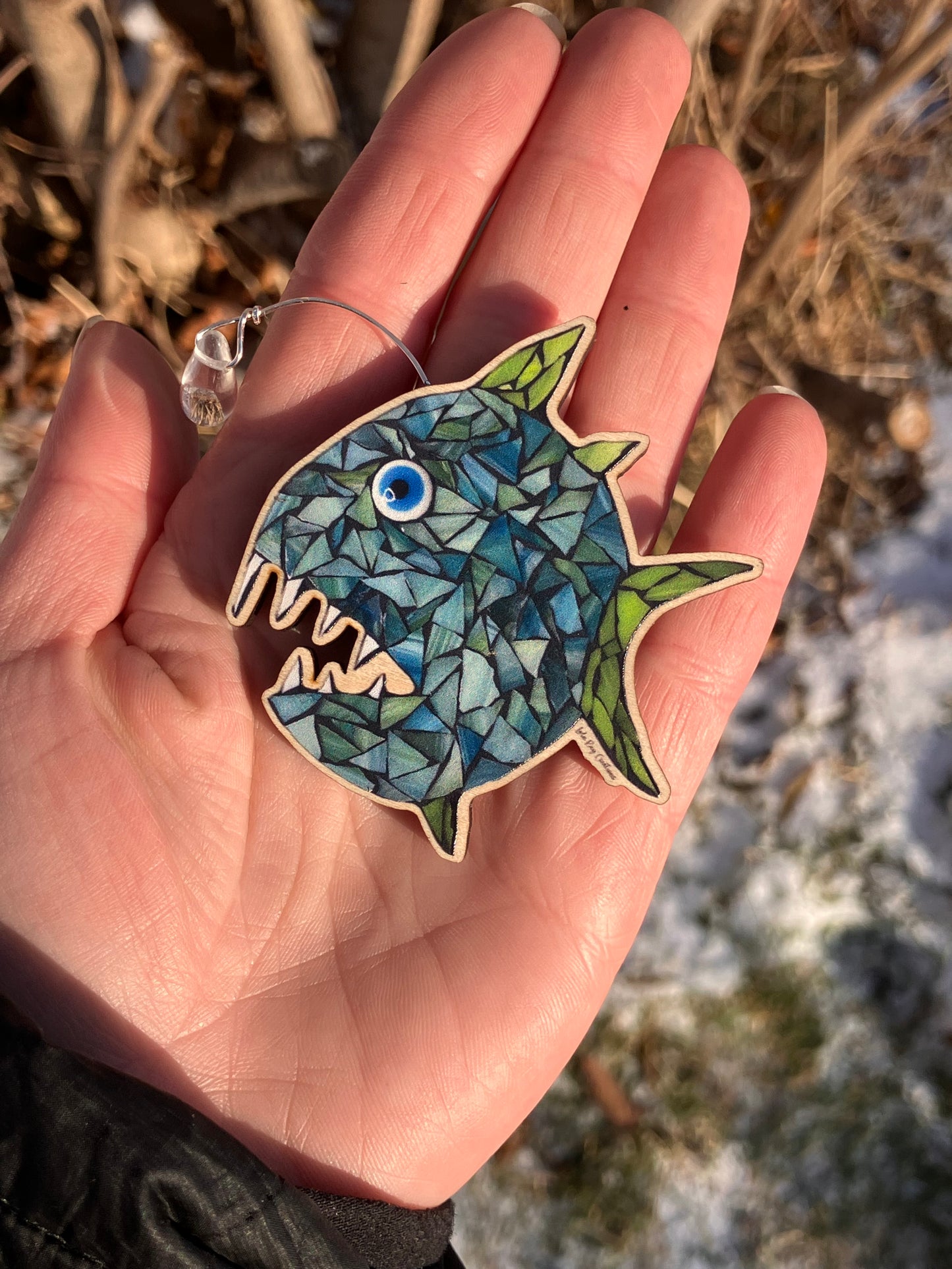 Angler Fish Wood Magnet