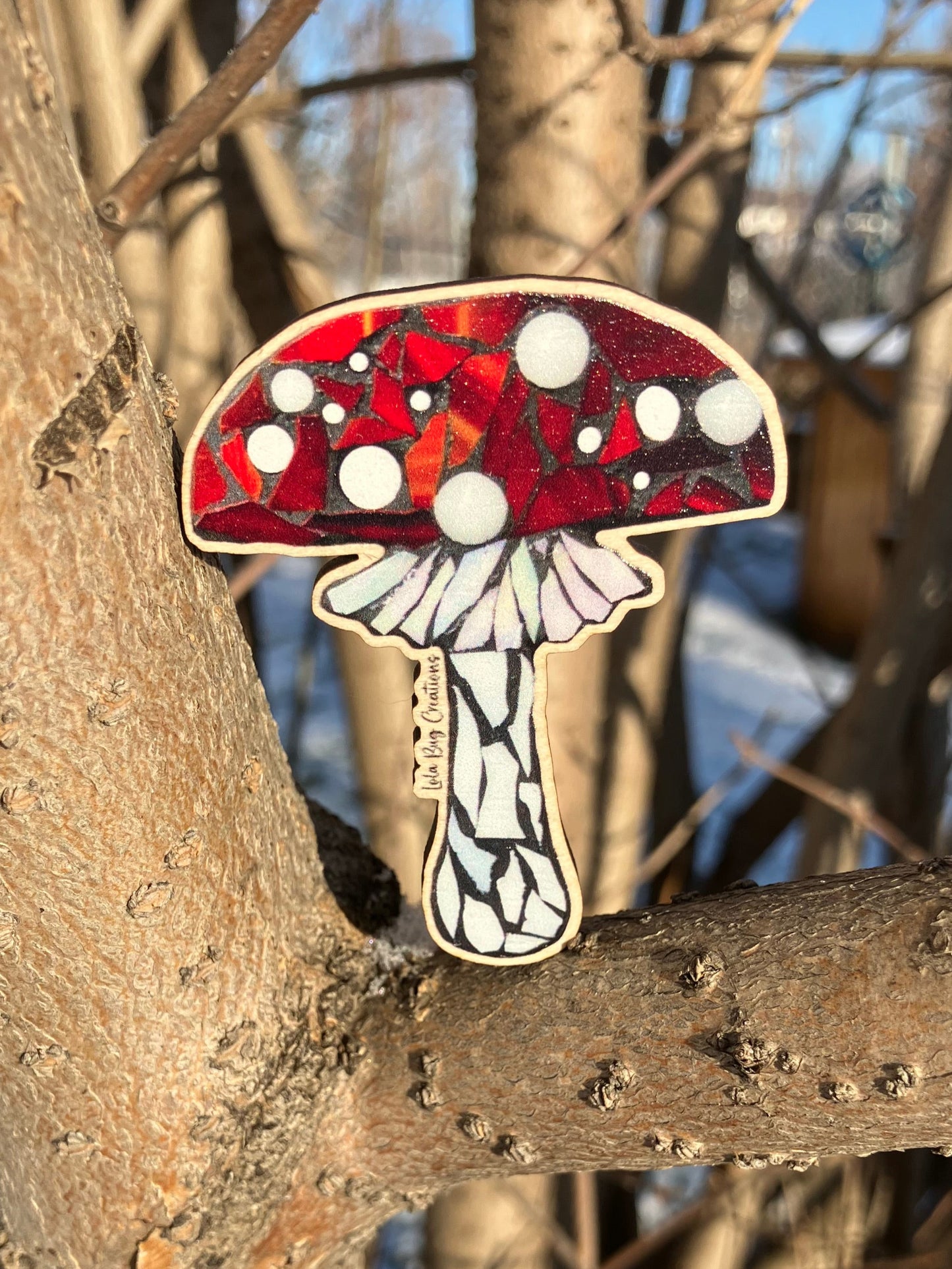 Amanita Mushroom Wood Magnet