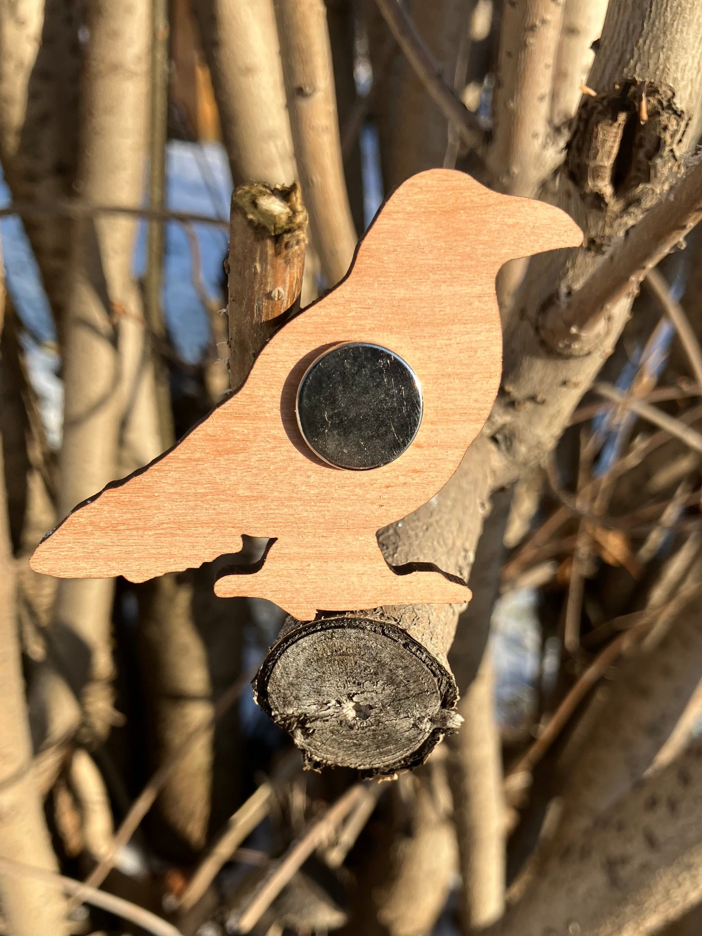 Forget-Me-Not Raven Wooden Magnet