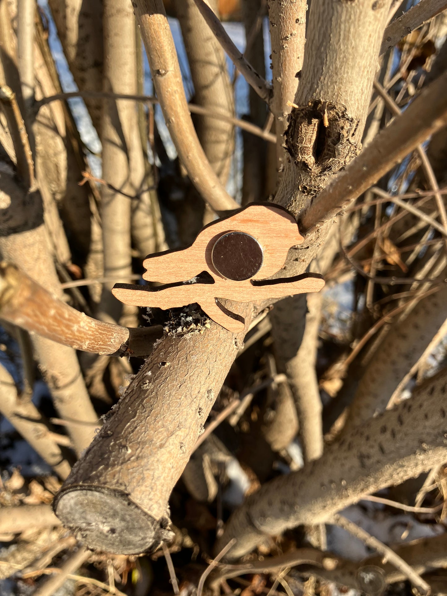 Chickadee Sunflower Wood Magnet