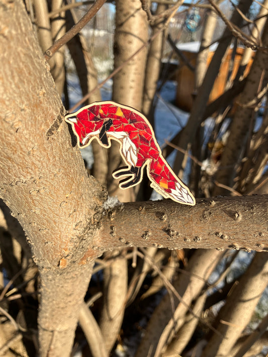 Jumping Fox Wood Magnet