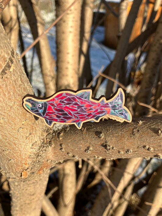 Salmon Wood Magnet